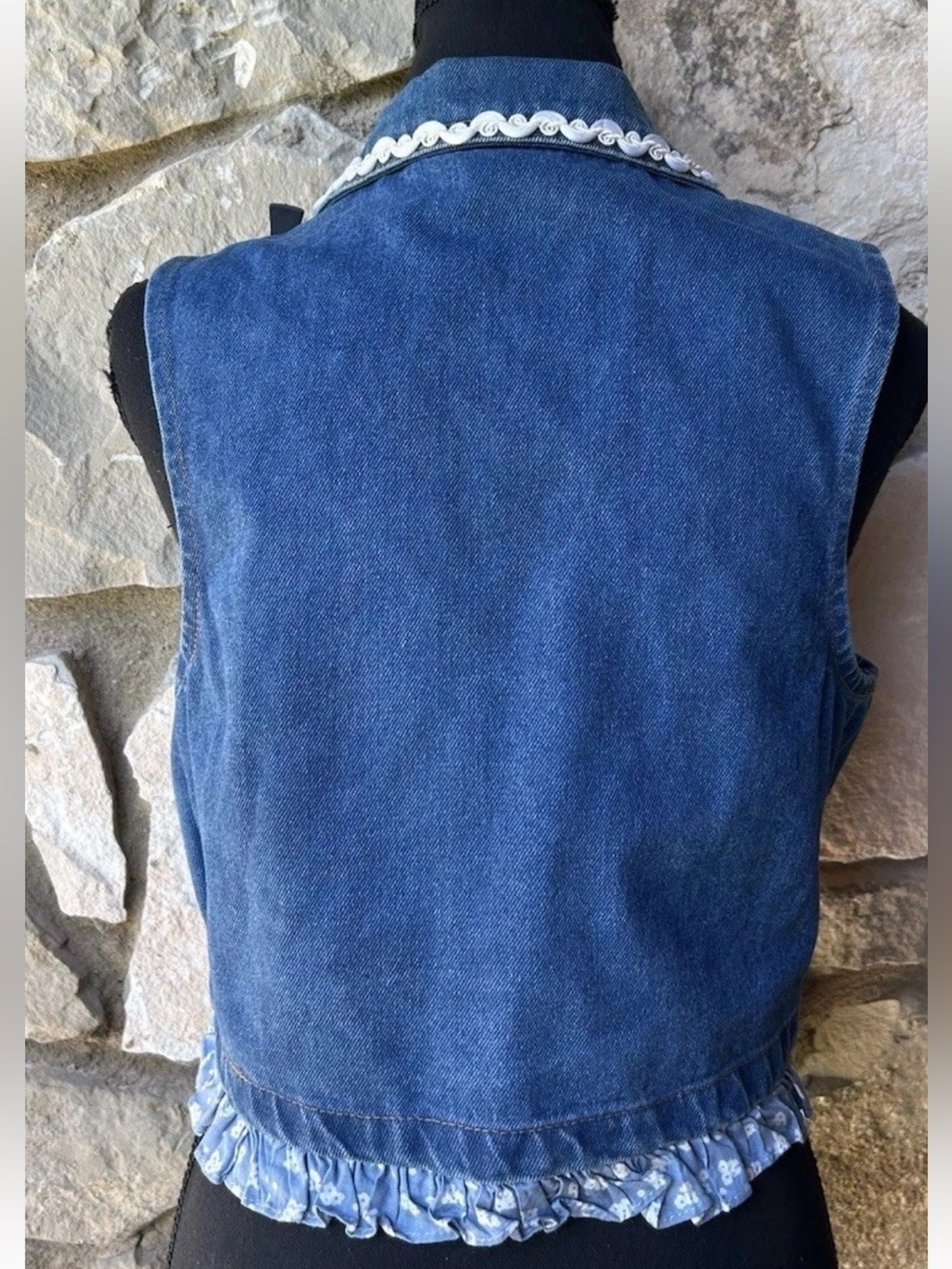 Vintage Womens 4th Of July Denim Vest S/M Stars & Stripes Uncle Sam EC - Picture 14 of 15